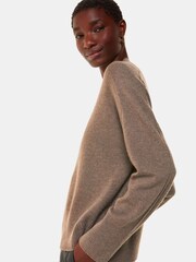 Whistles Cashmere V-Neck Knit Nude Jumper - Image 3 of 5