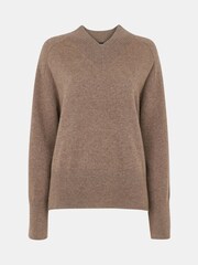 Whistles Cashmere V-Neck Knit Nude Jumper - Image 4 of 5