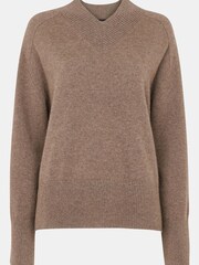 Whistles Cashmere V-Neck Knit Nude Jumper - Image 5 of 5