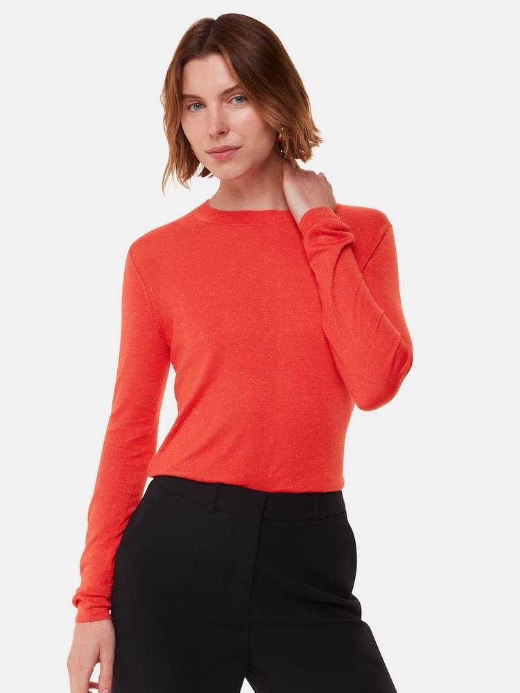 Whistles Red Annie Sparkle Crew Neck Jumper - Image 1 of 5