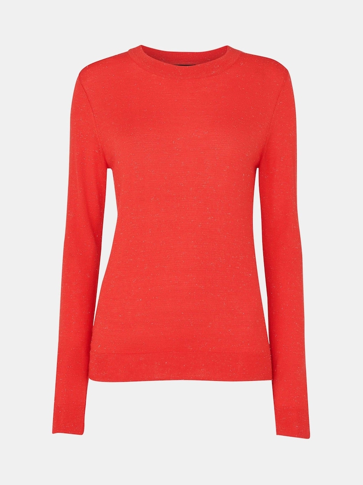 Whistles Red Annie Sparkle Crew Neck Jumper - Image 5 of 5
