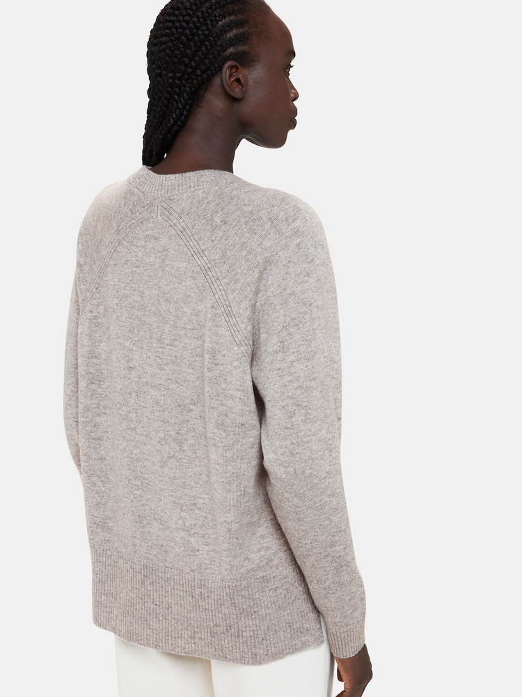 Whistles Grey Ultimate Cashmere Crew Neck Jumper - Image 2 of 5