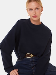 Whistles Blue Wool Crop Relaxed Knit Jumper - Image 1 of 5