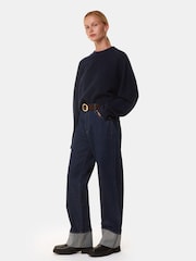 Whistles Blue Wool Crop Relaxed Knit Jumper - Image 3 of 5