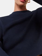 Whistles Blue Wool Crop Relaxed Knit Jumper - Image 4 of 5