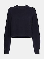 Whistles Blue Wool Crop Relaxed Knit Jumper - Image 5 of 5