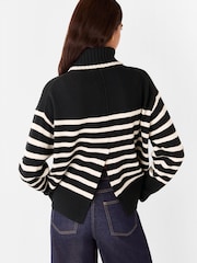 Whistles Stripe Wool Roll Neck Black Jumper - Image 2 of 5
