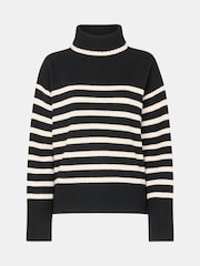 Whistles Stripe Wool Roll Neck Black Jumper - Image 5 of 5