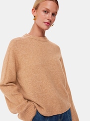 Whistles Brown Alana Wool Mix Crew Neck Jumper - Image 1 of 5