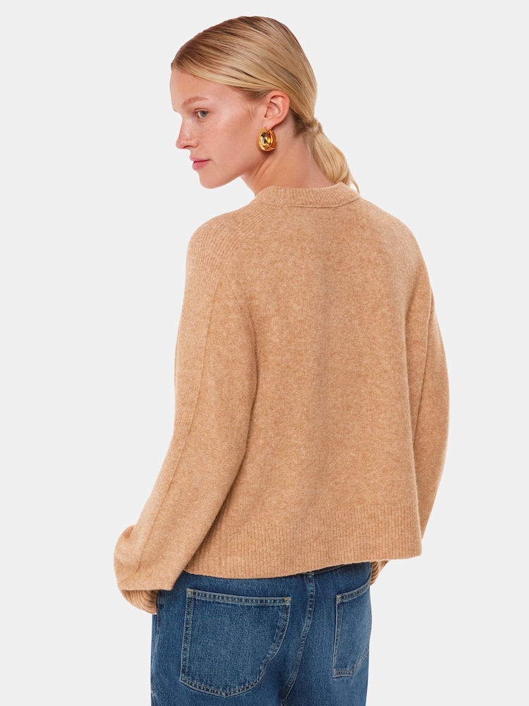 Whistles Brown Alana Wool Mix Crew Neck Jumper - Image 2 of 5 Whistles Brown Alana Wool Mix Crew Neck Jumper - Image 2 of 5