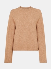 Whistles Brown Alana Wool Mix Crew Neck Jumper - Image 5 of 5