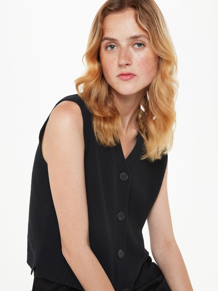 Whistles Wool Button Through Black Tank - Image 1 of 5