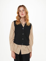 Whistles Wool Button Through Black Tank - Image 3 of 5