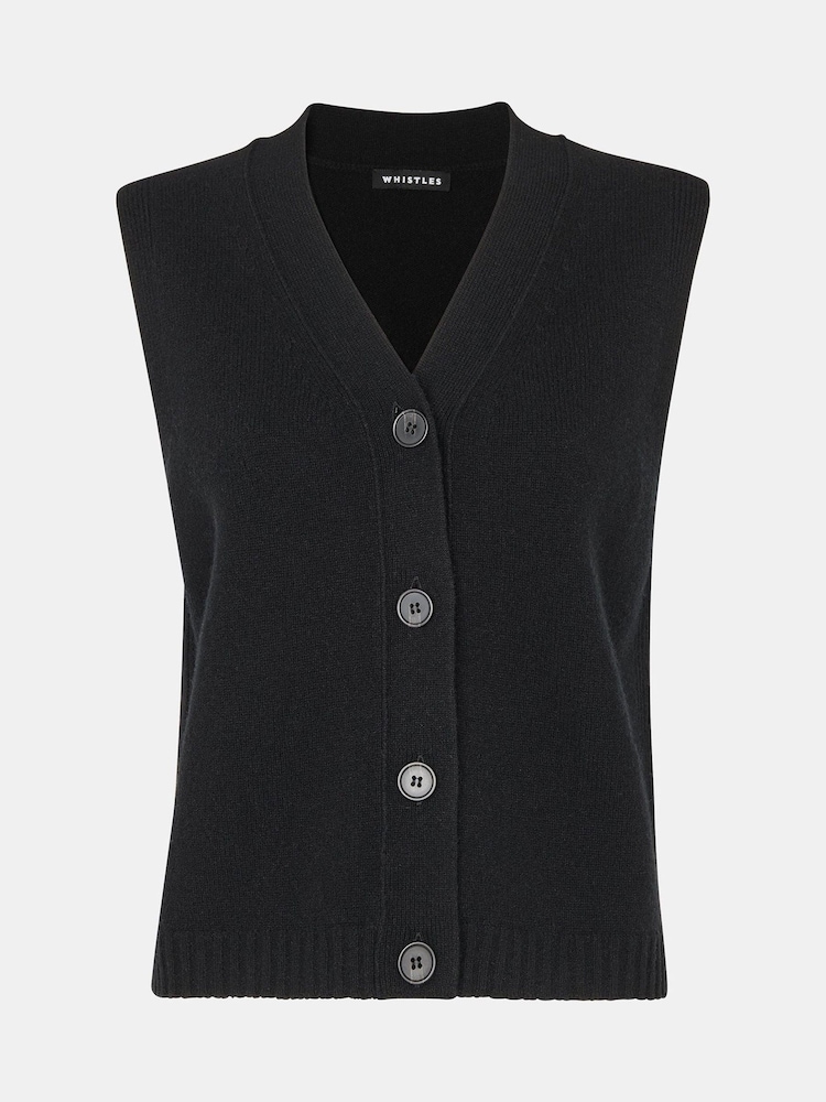 Whistles Wool Button Through Black Tank - Image 5 of 5
