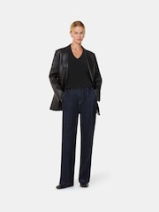 Whistles Black Chenille V-Neck Knit Jumper - Image 2 of 5