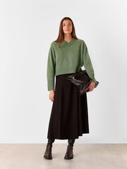 Whistles Green Wool V-Neck Knitted Jumper - Image 3 of 5