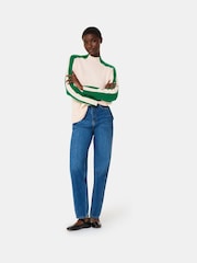 Whistles Green Colourblock Wool Mix Knit Jumper - Image 1 of 5