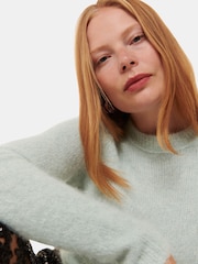 Whistles Green Alpaca Mix Fluffy Knit Jumper - Image 4 of 5