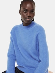 Whistles Blue Wool Textured Crew Neck Knit Jumper - Image 1 of 5