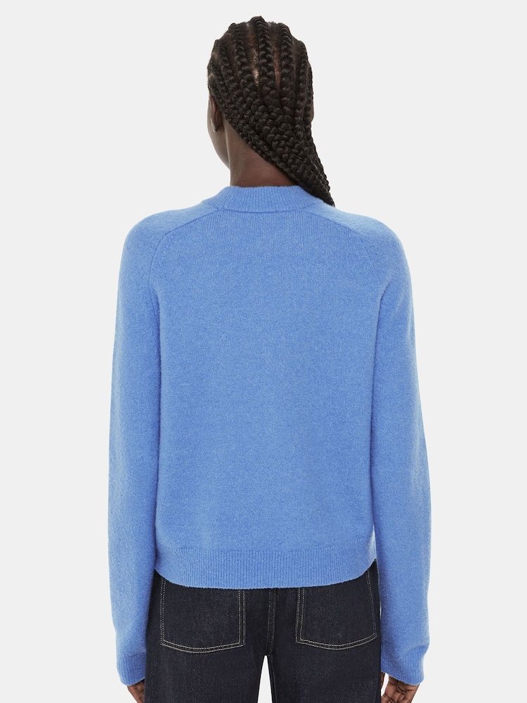 Whistles Blue Wool Textured Crew Neck Knit Jumper - Image 2 of 5