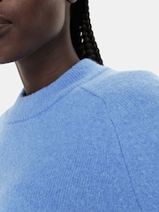 Whistles Blue Wool Textured Crew Neck Knit Jumper - Image 3 of 5
