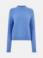 Whistles Blue Wool Textured Crew Neck Knit Jumper - Image 5 of 5