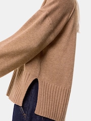 Whistles Brown Cashmere Blend Ribbed Cardigan - Image 3 of 5