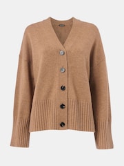 Whistles Brown Cashmere Blend Ribbed Cardigan - Image 5 of 5
