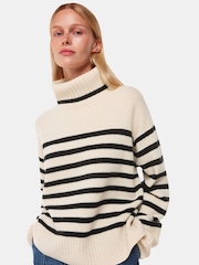 Whistles Stripe Wool Roll Neck White Jumper - Image 1 of 5