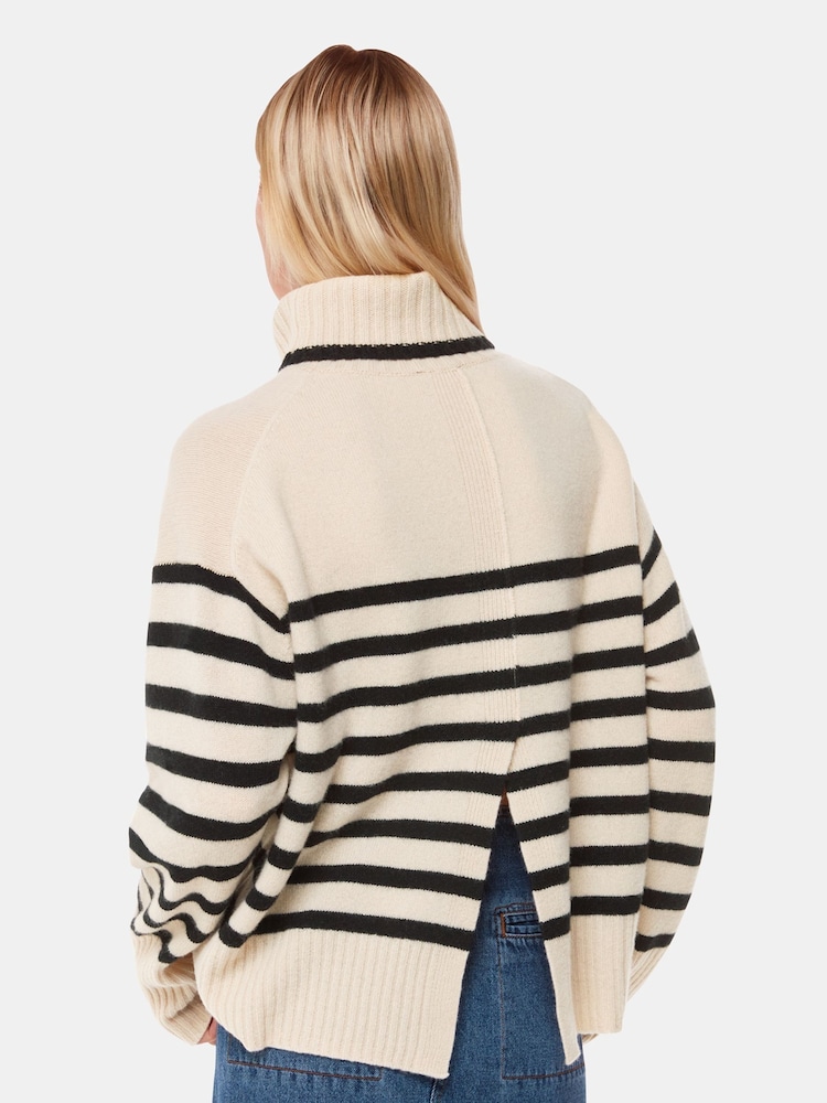 Whistles Stripe Wool Roll Neck White Jumper - Image 2 of 5