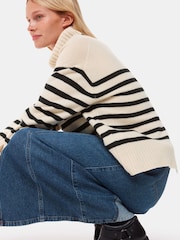 Whistles Stripe Wool Roll Neck White Jumper - Image 3 of 5