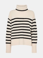 Whistles Stripe Wool Roll Neck White Jumper - Image 5 of 5