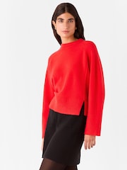 Whistles Red Wool Mix Side Split Knit Jumper - Image 1 of 5