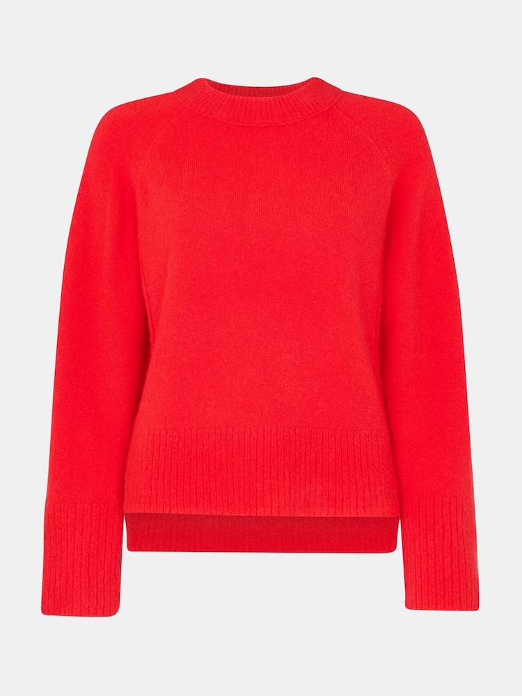 Whistles Red Wool Mix Side Split Knit Jumper - Image 5 of 5