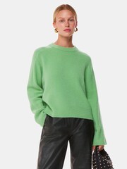 Whistles Green Alana Wool Mix Crew Neck Jumper - Image 1 of 5