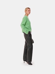 Whistles Green Alana Wool Mix Crew Neck Jumper - Image 3 of 5
