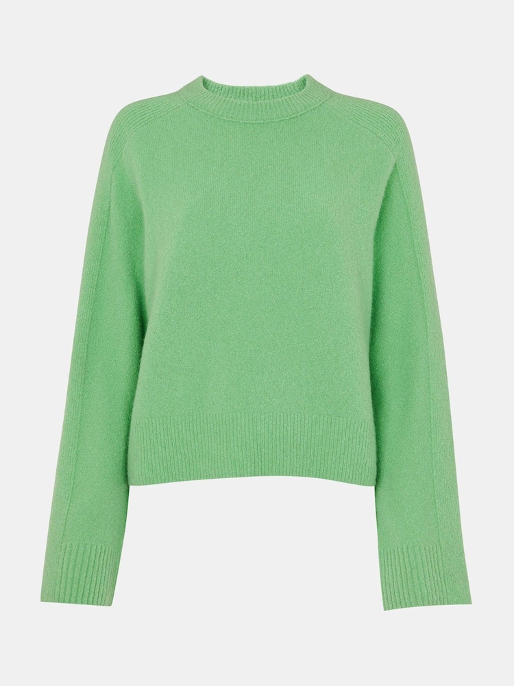 Whistles Green Alana Wool Mix Crew Neck Jumper - Image 5 of 5