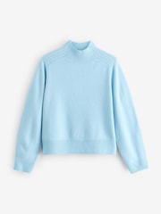 Whistles Blue Wool Funnel Neck Knit Jumper - Image 5 of 5