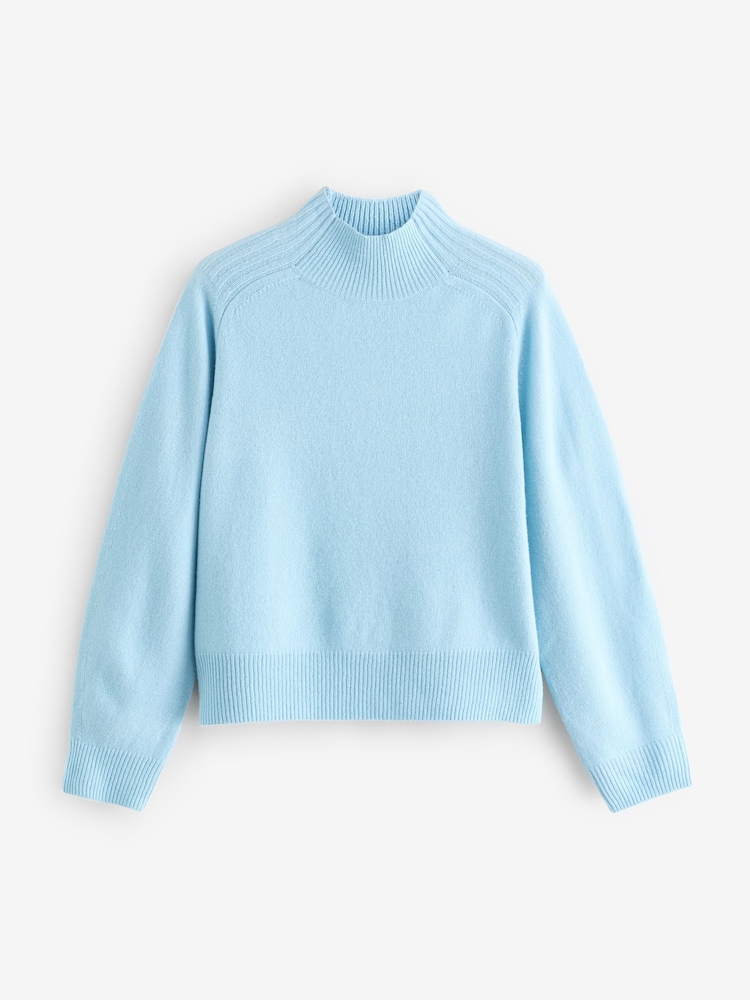 Whistles Blue Wool Funnel Neck Knit Jumper - Image 5 of 5