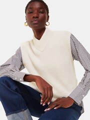 Whistles White High V-Neck Wool Mix Tank - Image 1 of 5
