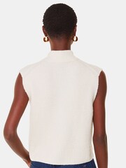 Whistles White High V-Neck Wool Mix Tank - Image 2 of 5