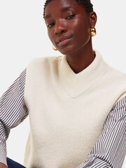 Whistles White High V-Neck Wool Mix Tank - Image 3 of 5