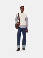 Whistles White High V-Neck Wool Mix Tank - Image 4 of 5