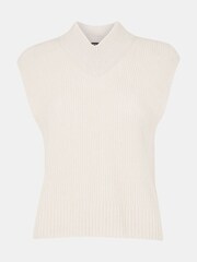 Whistles White High V-Neck Wool Mix Tank - Image 5 of 5