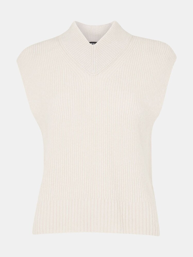 Whistles White High V-Neck Wool Mix Tank - Image 5 of 5