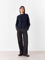 Whistles Blue Wool Mix Side Split Knit Jumper - Image 3 of 5