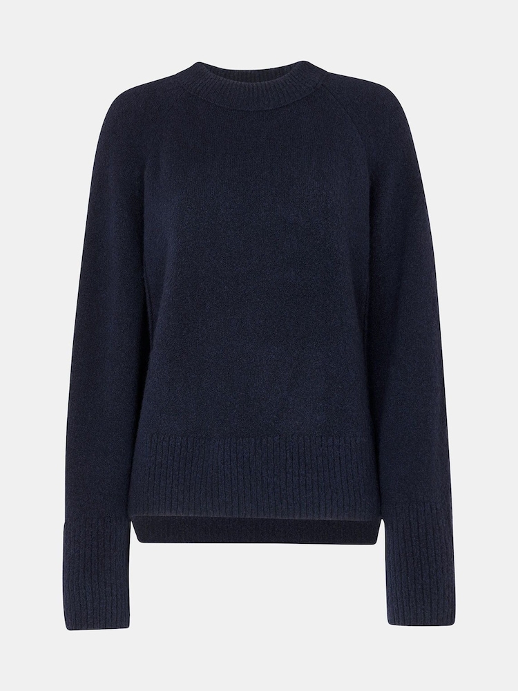 Whistles Blue Wool Mix Side Split Knit Jumper - Image 5 of 5 Whistles Blue Wool Mix Side Split Knit Jumper - Image 5 of 5