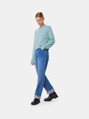 Whistles Blue Cashmere Crop Crew Jumper - Image 1 of 5