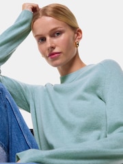 Whistles Blue Cashmere Crop Crew Jumper - Image 2 of 5