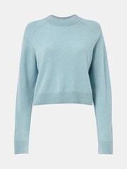 Whistles Blue Cashmere Crop Crew Jumper - Image 4 of 5